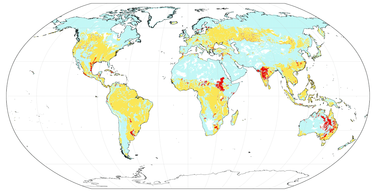 Global distribution of clays that contain kaolinite